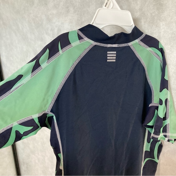 LANDS END Rash Guard Top Short Sleeves Green Blue Unisex Youth Large 7 - Picture 8 of 16
